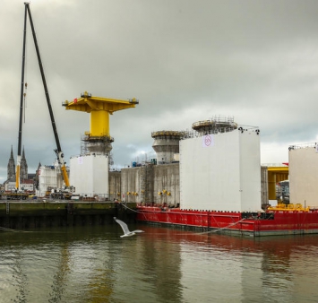 Next phase in constructing gigantic foundations for Kriegers Flak wind farm