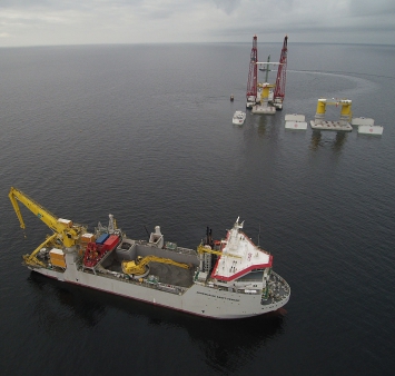 First foundation for the offshore wind farm Kriegers Flak installed in Denmark